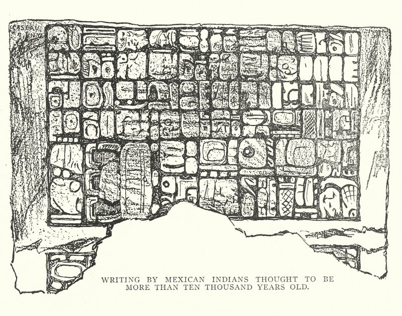 Mexicanske indianeres skrift, der menes at være mere end 10.000 år gammel (litho) af American School