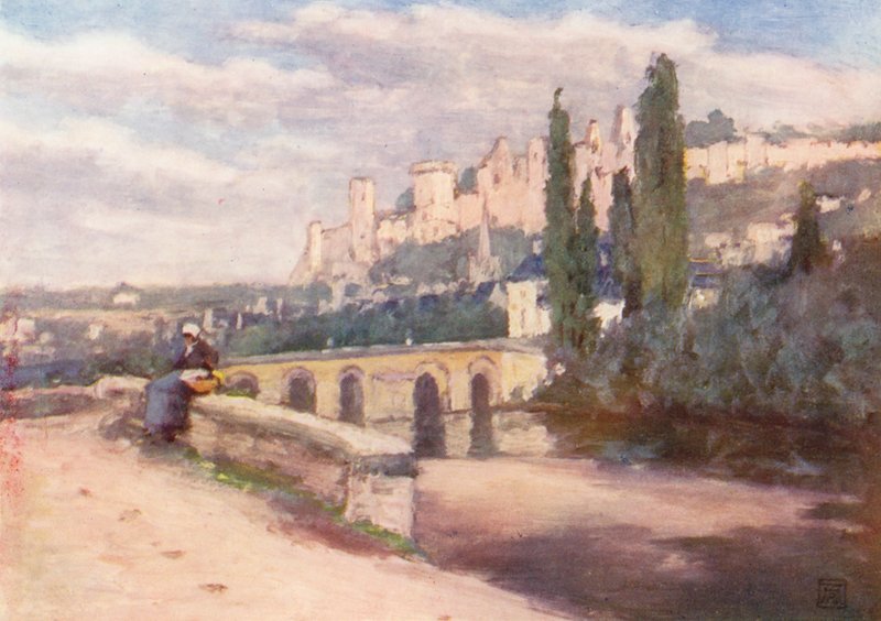 Chinon fra kajen (farvelitografi) af Amy B. Atkinson