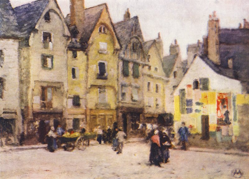 Place Plumereau, Tours (farvelitografi) af Amy B. Atkinson