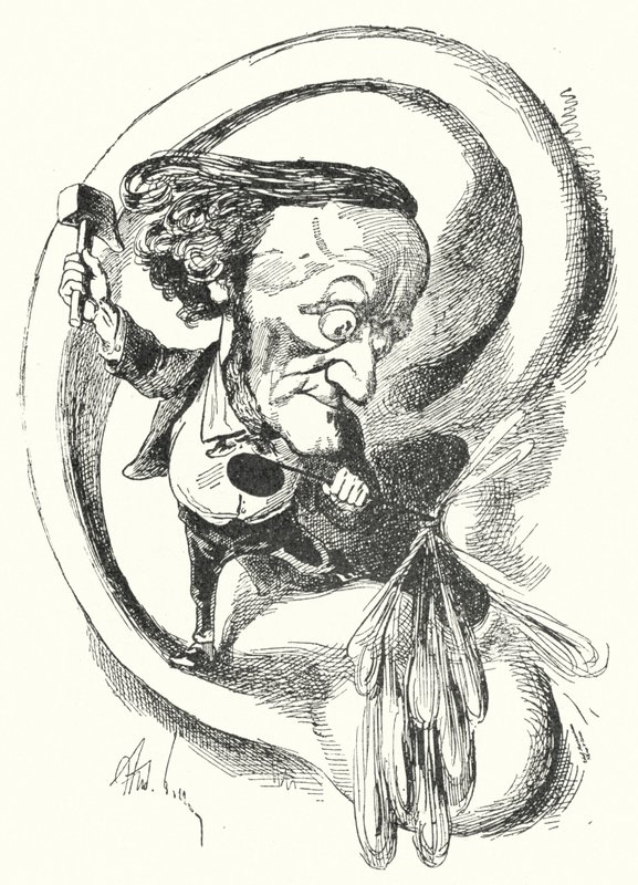 Karikatur af den tyske komponist Richard Wagner (litho) af Andre Gill