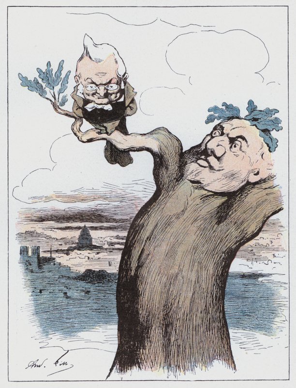 Fuglen på grenen (farve litho) af Andre Gill