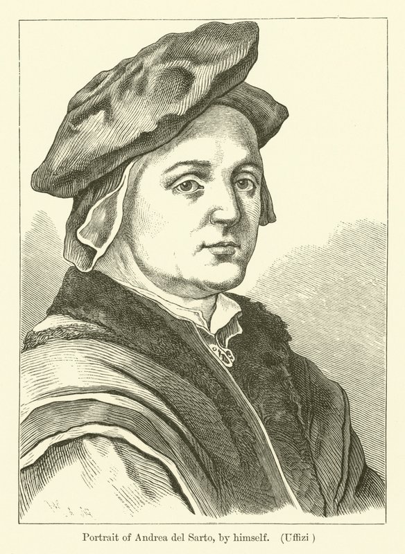 Selvportræt af den italienske maler Andrea del Sarto (gravering) af Andrea del (after) Sarto