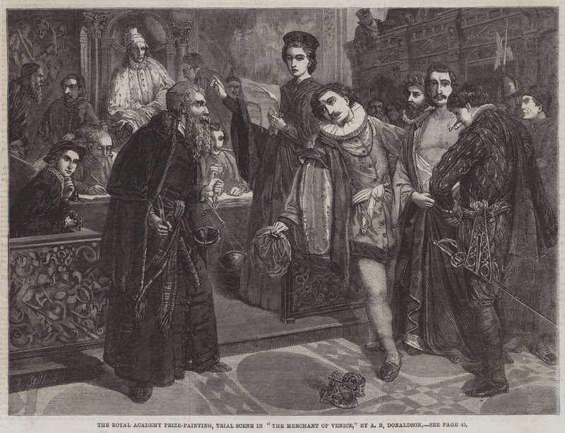 Retssagsscene i The Merchant of Venice af Andrew Brown Donaldson