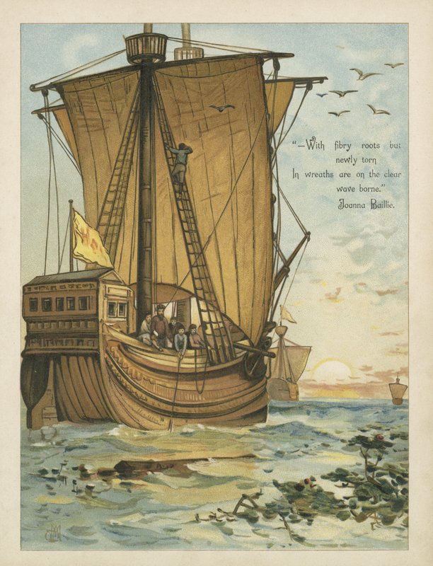 Columbus sejler gennem Sargassohavet (chromolitho) af Andrew Melrose