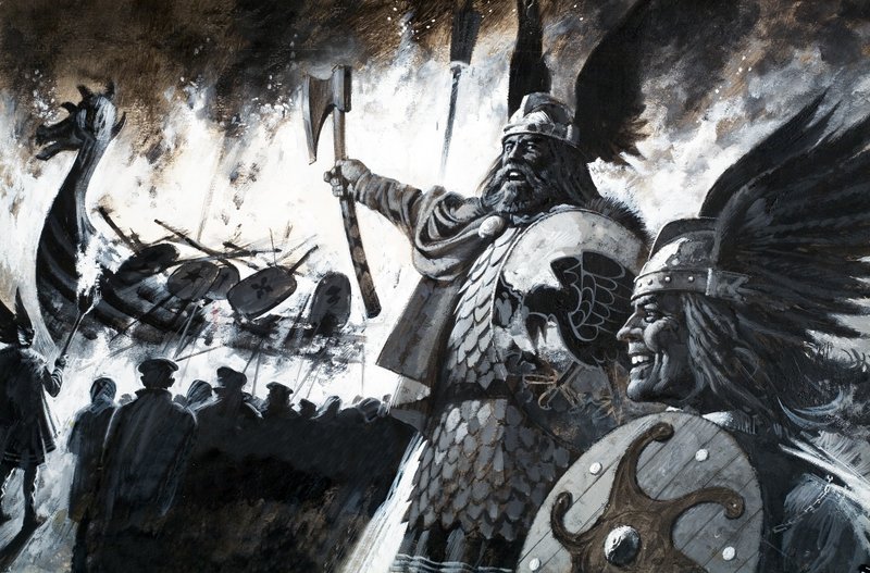 Lerwick Up Helly, en vikingefestival (gouache på papir) af Andrew Howat