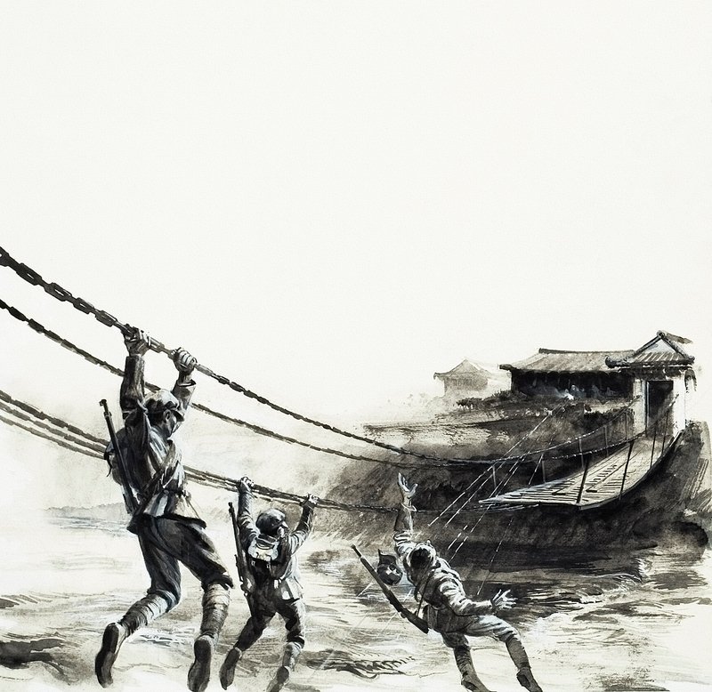 Slaget ved Luding-broen (gouache på papir) af Andrew Howat