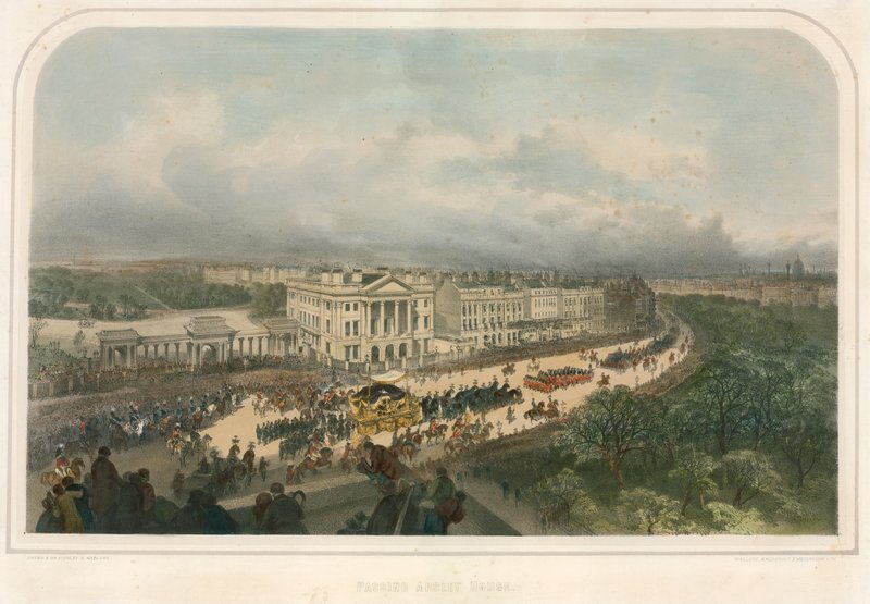Parade forbi Apsley House, Hyde Park Corner, Piccadilly, London af Andrew Maclure