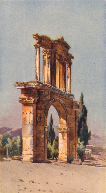 Hadrians bue, Athen (farve litho) af Angelos Giallinos