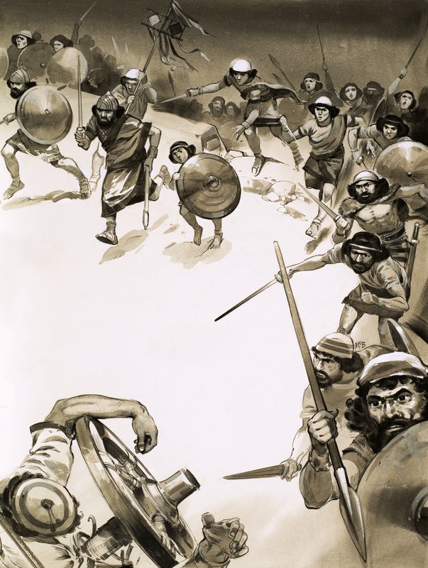 Gamle briter angriber romere () af Angus McBride