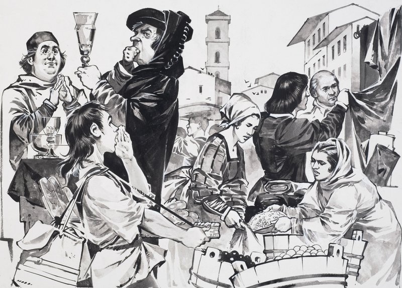 Florentine Trading (gouache på papir) af Angus McBride