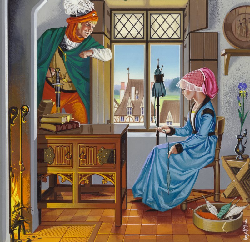 Tysk hjem fra slutningen af det 15. århundrede (gouache på papir) af Angus McBride