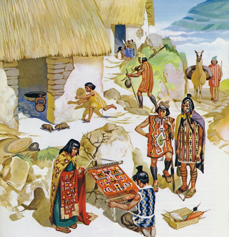 Hjem i Peru, ca. 100 e.Kr. (farvelitografi) af Angus McBride