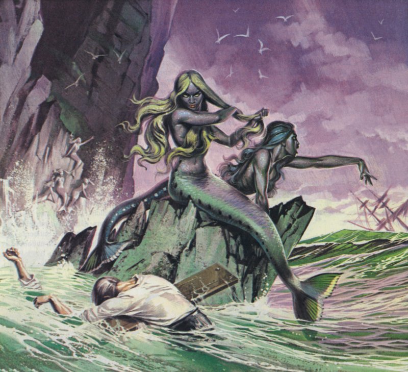 Havfruer (farvelitografi) af Angus McBride