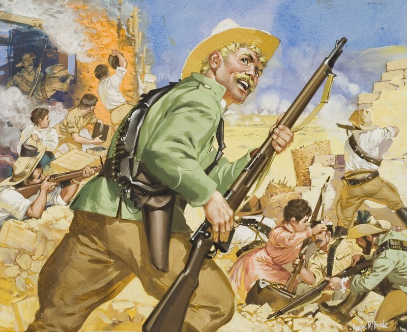 Belejring af Mafeking, fra 1899-1900 (gouache på papir) af Angus McBride