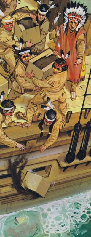 The Boston Tea Party (farvelitografi) af Angus McBride