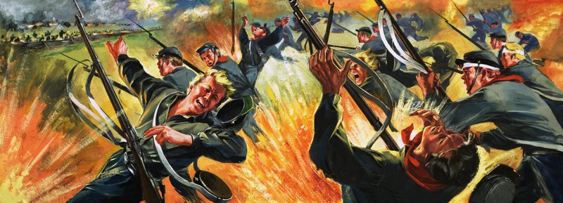 Uidentificeret kampscene, sandsynligvis amerikansk borgerkrig af Angus McBride