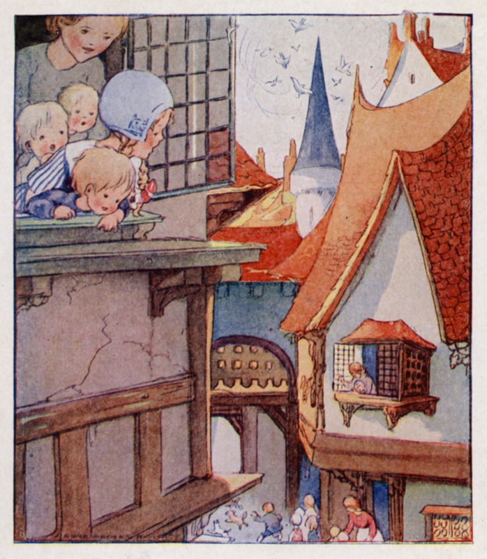 Børnerim: Hark! Hark! Hundene gøer! (farve litho) af Anne (after) Anderson