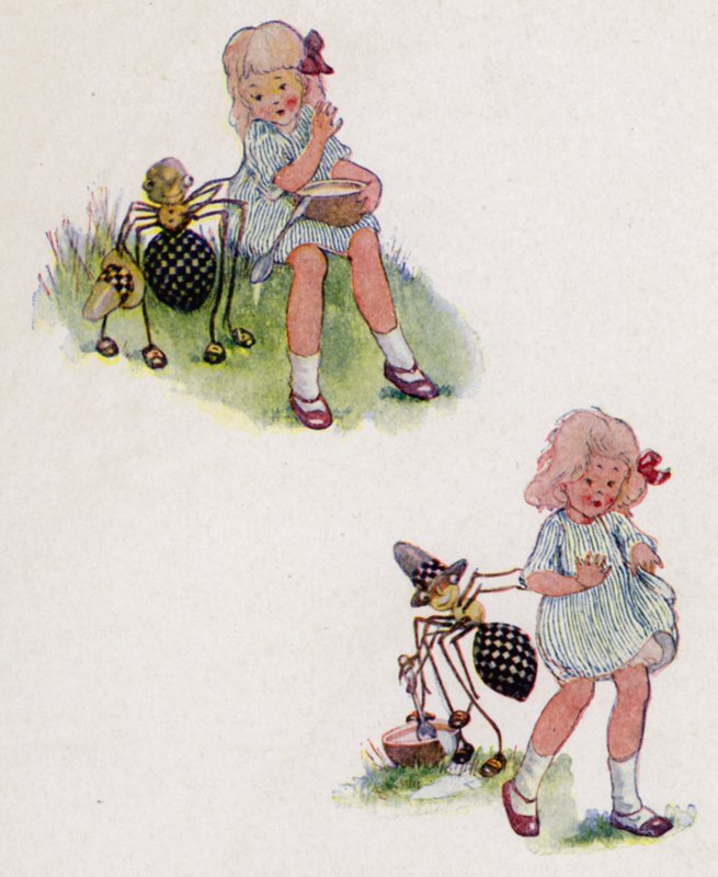 Børnerim: Little Miss Muffet (farve litho) af Anne (after) Anderson