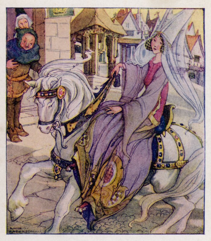 Børnerim: Ride A Cock-Horse To Banbury Cross (farve litho) af Anne (after) Anderson