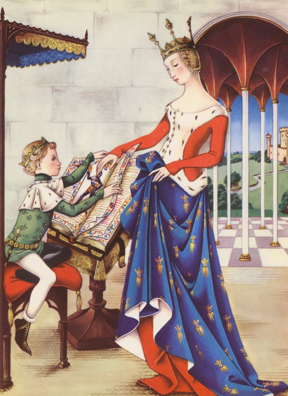 Richard II og hans mor, den smukke jomfru af Kent (farvelitografi) af Anne & Johnstone Janet (1928 79) Johnstone