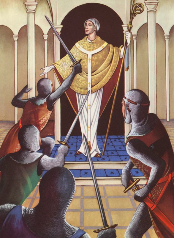 Mordet på Thomas a Becket (farvelitografi) af Anne & Johnstone Janet (1928 79) Johnstone