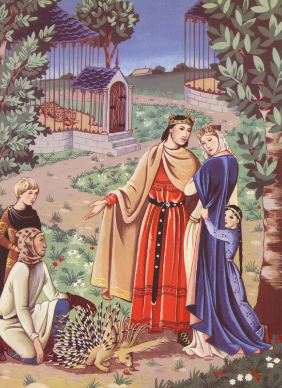 Henry I og pindsvinet (farvelitografi) af Anne & Johnstone Janet (1928 79) Johnstone