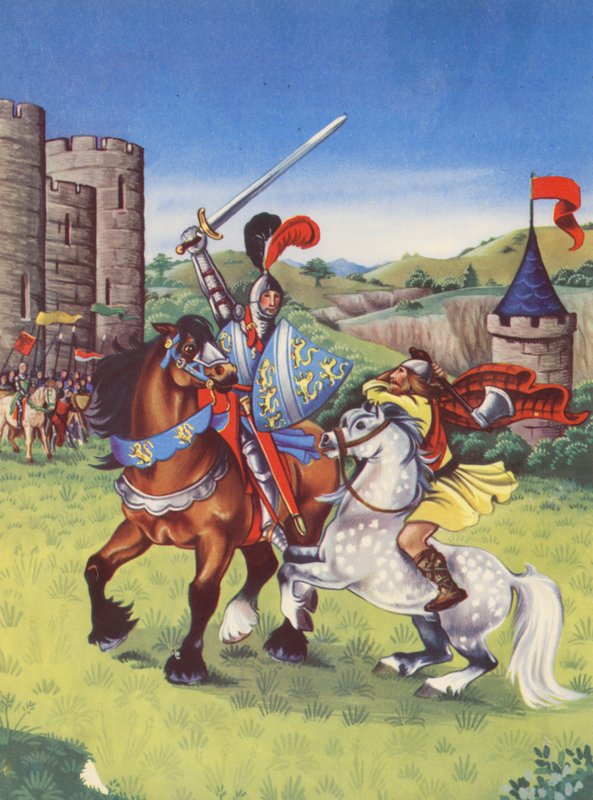 Robert Bruce og Henry de Bohun (farvelitografi) af Anne & Johnstone Janet (1928 79) Johnstone