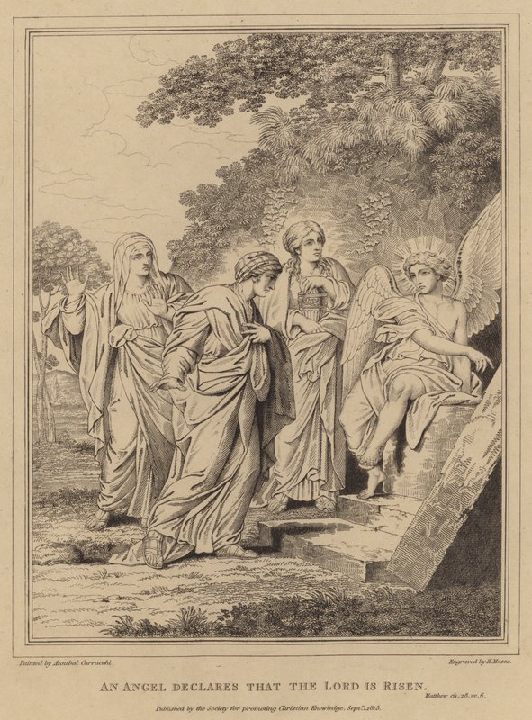 En engel forkynder, at Herren er opstanden, Matthæus af Annibale after Carracci