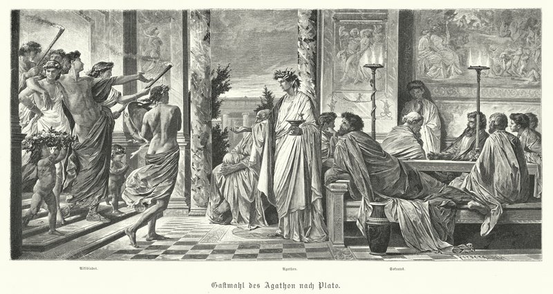 Banket af Agathon og Platon, det antikke Grækenland (gravering) af Anselm Feuerbach