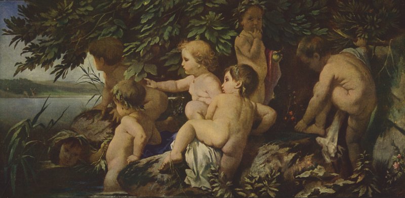 Badende børn (oliemaling) af Anselm Feuerbach