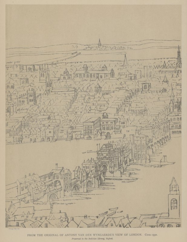 Udsigt over London, c1550 af Anthonis van den Wyngaerde