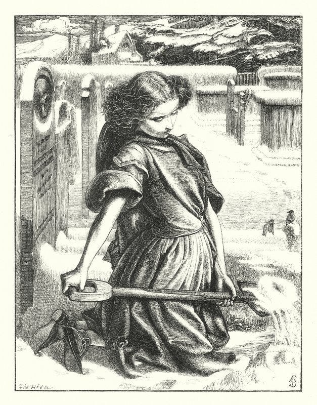 Den lille sørgende (gravering) af Anthony Frederick Augustus (after) Sandys