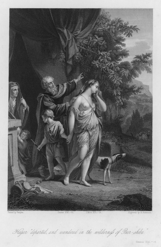 Hagar afvist, 1. Mosebog XXI af Anthony van (after) Dyck