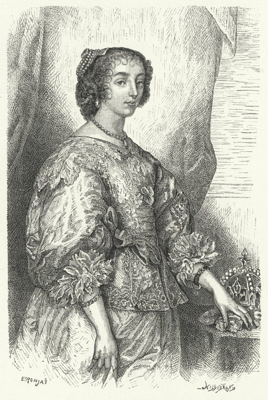 Henrietta Maria af Frankrig, Dronningkonsort af Charles I af England, Skotland og Irland (gravering) af Anthony van (after) Dyck