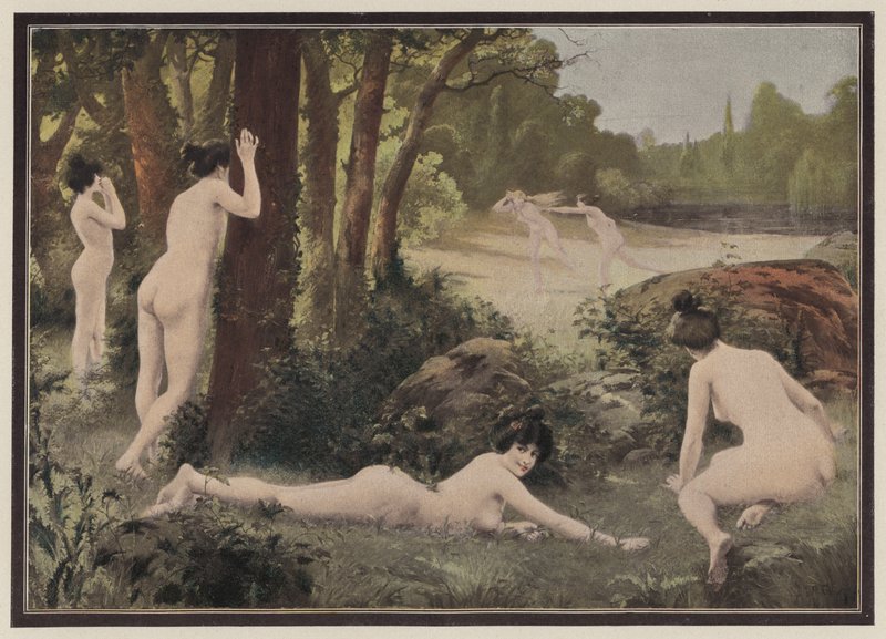 Spil på landet (farve litho) af Antoine Auguste Thivet