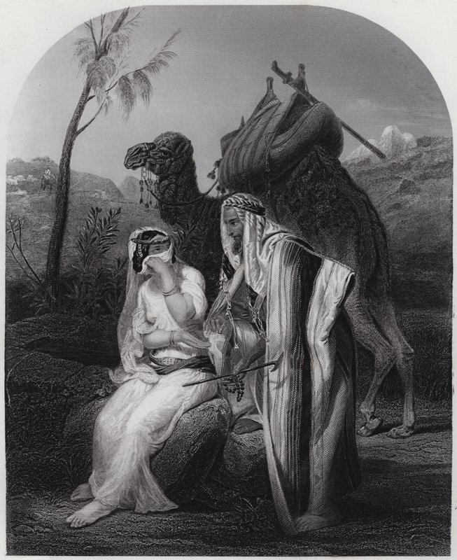 Rebekka modtager Isaks gaver (gravering) af Antoine Charles Horace Vernet