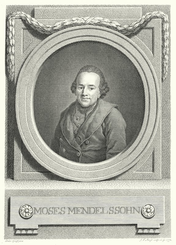 Moses Mendelssohn, tysk jødisk filosof (gravering) af Anton (after) Graff