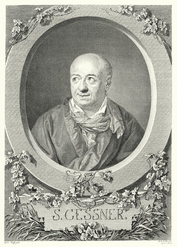 Salomon Gessner, schweizisk maler og digter (gravering) af Anton (after) Graff