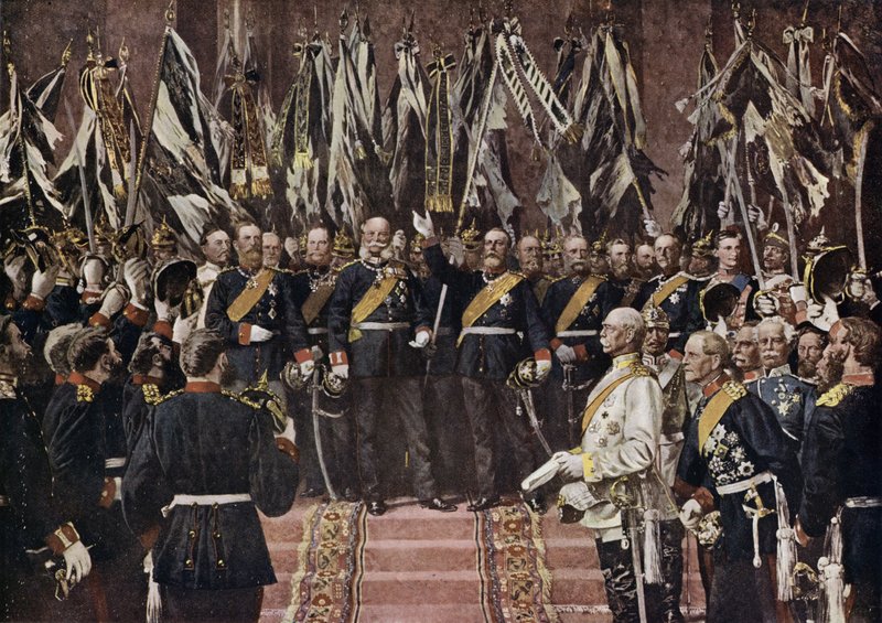 Kong Wilhelm I af Preussen udråbte til kejser af et forenet Tyskland, Versailles, Frankrig af Anton Alexander von (after) Werner