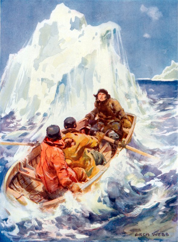 John Franklin er vidne til skabelsen af et isbjerg (farve litho) af Archibald Webb