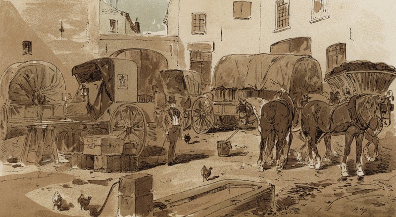 Royal Dutch Mail-vogn, cabriolet, vinvogn og kulvogn, 1800-tallet af Armand Jean Heins