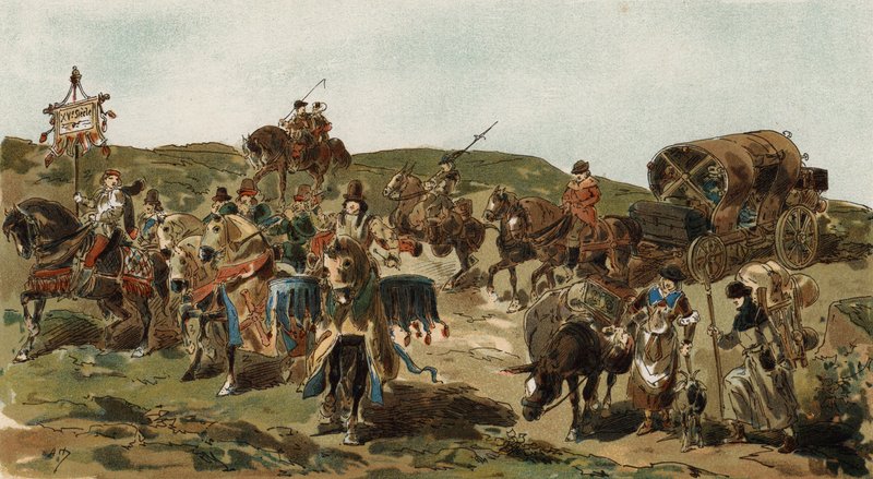 Vogn og eskorte, tid for hertugerne af Bourgogne, 15. århundrede af Armand Jean Heins