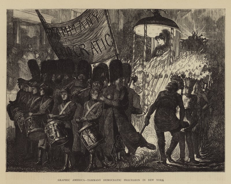 Graphic America, Tammany demokratiske procession i New York af Arthur Boyd Houghton