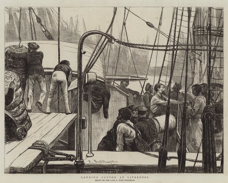 Landing af bomuld i Liverpool af Arthur Boyd Houghton