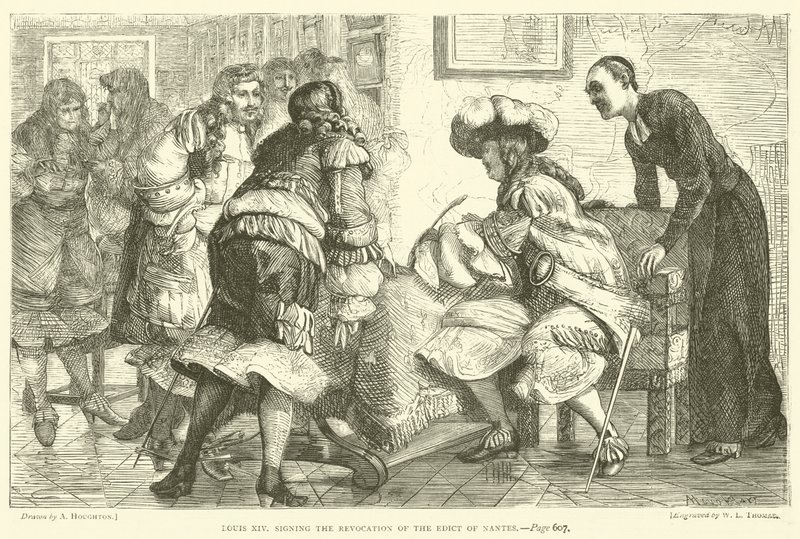 Ludvig XIV underskriver tilbagekaldelsen af Nantes-ediktet af Arthur Boyd Houghton