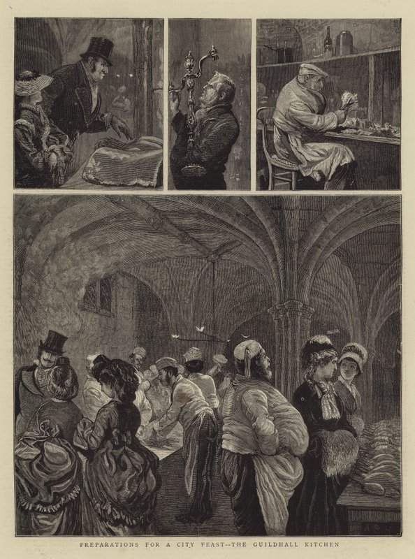 Forberedelser til en byfest, Guildhall Kitchen af Arthur Boyd Houghton