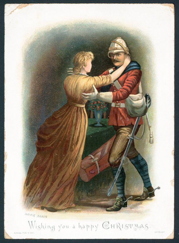Home Again - Julehilsenskort (chromolitho) af Arthur Charles Payne