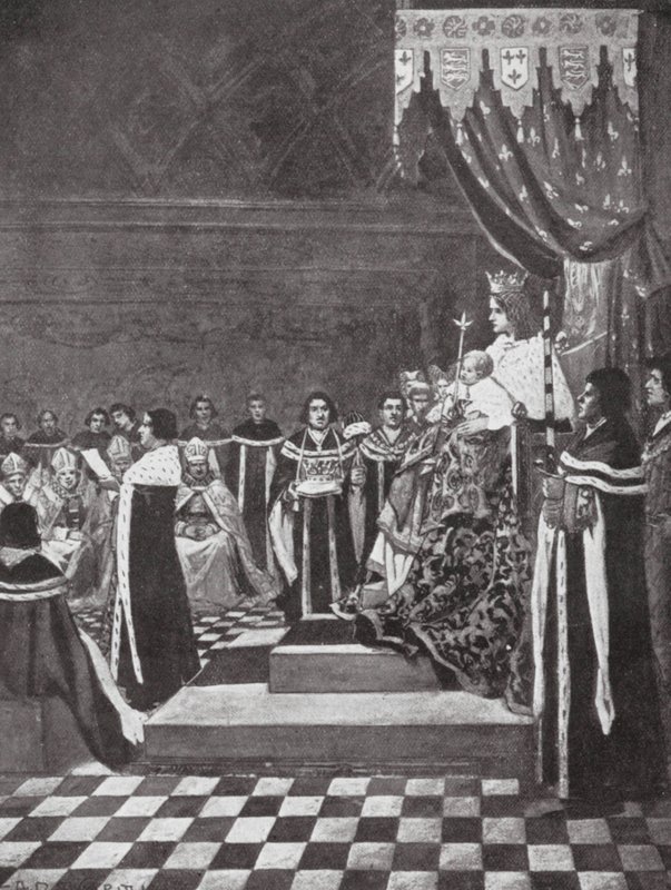 Henrik VI åbner parlamentet med sin mor (litografi) af Arthur David (after) McCormick