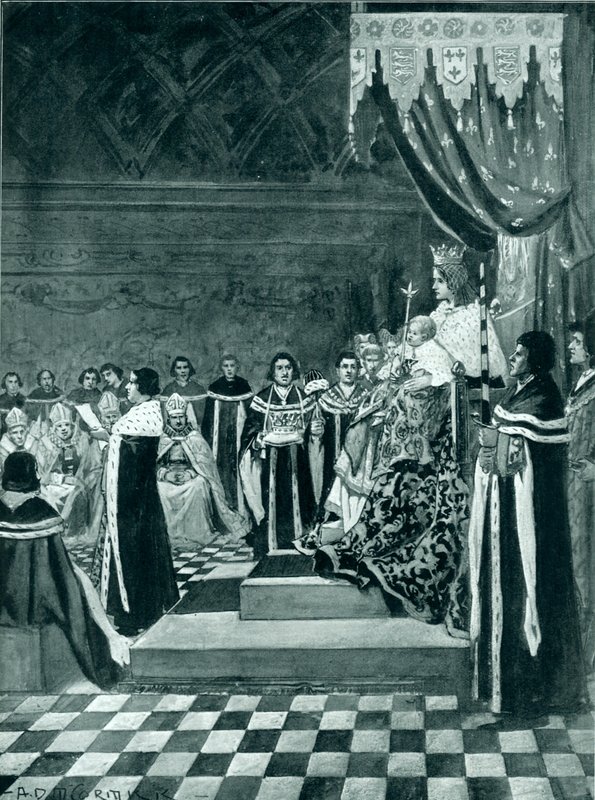 Henrik VI åbner parlamentet sammen med sin mor af Arthur David McCormick