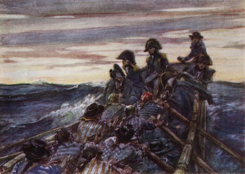 Nelson i en åben båd i Østersøen på vej til at slutte sig til flåden af Arthur David McCormick